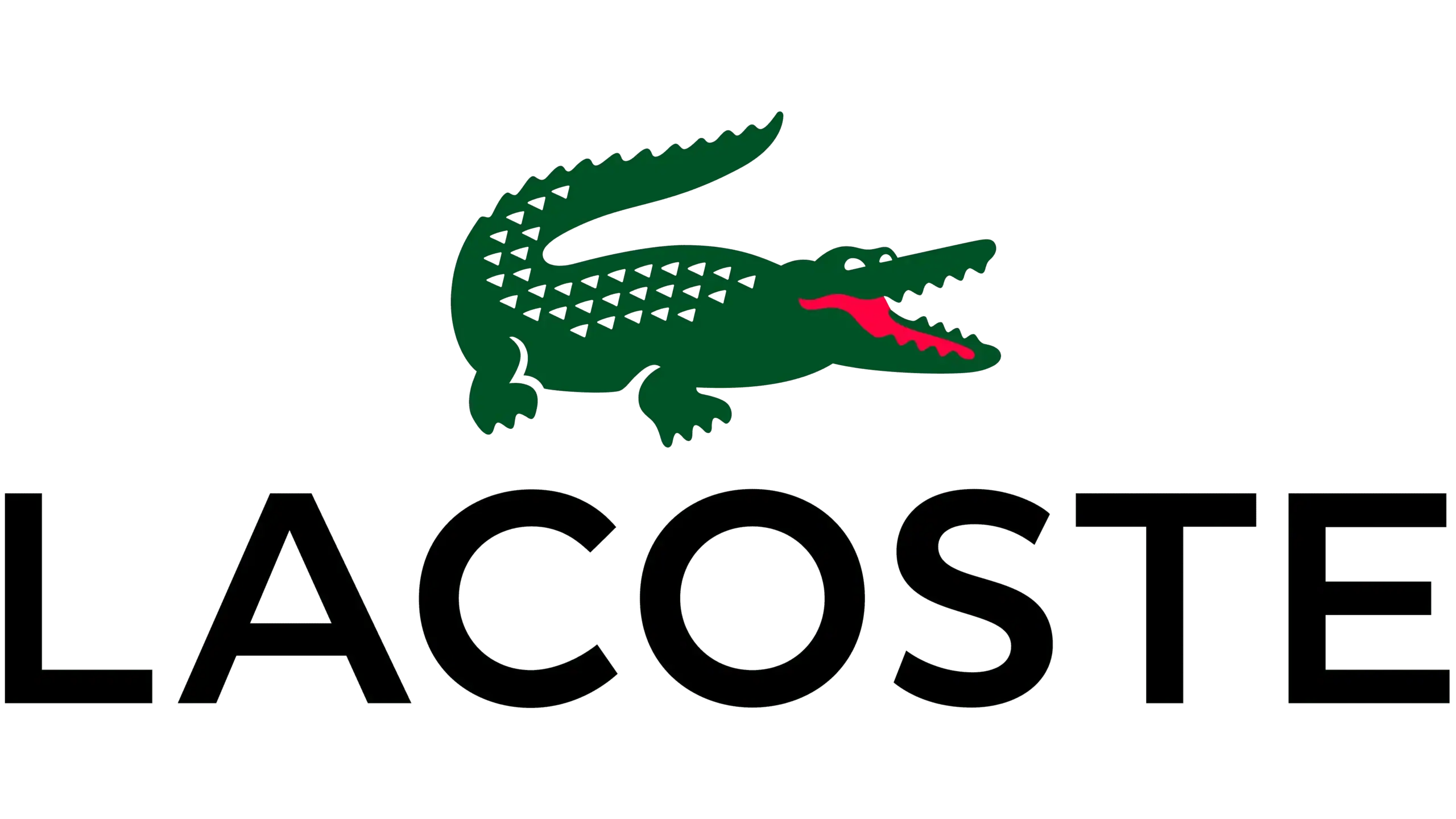 Green crocodile logo with Lacoste text
